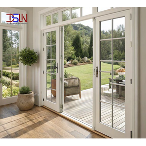 Puerta Corredera de Diseño Francés, Perfil Delgado, Tamaño Personalizado, Vidrio Templado de Seguridad, Resistente a la Intemperie, Ahorro de Energía, para Interiores de Villas - Product Image 1