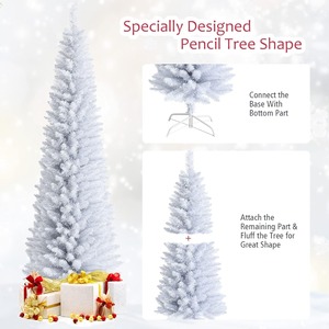 Árbol <span class=keywords><strong>de</strong></span> <span class=keywords><strong>Navidad</strong></span> Artificial Blanco Tipo Lápiz <span class=keywords><strong>de</strong></span> 1.2m, 1.5m, 1.8m, Listo para Enviar, <span class=keywords><strong>Delgado</strong></span> y Elegante para Decoración <span class=keywords><strong>de</strong></span> Espacios Pequeños - Product Image 4