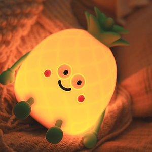 Cute LED USB Rechargeable Pineapple Silicone Night Lamp Clap Control RGB Sleep Atmosphere <b>Lights</b> For kids Bedroom - Product Image 3