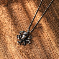 Vente chaude Conception Hommes Bijoux En Acier Inoxydable Poulpe Pendentif Nordique Viking Argent Plaqué Collier Charmes Pendentif