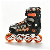 Superbes patins à roulettes d'extérieur couleur orange avec 4 roues en PU lumineuses pour protéger les chaussures et assurer la sécurité des patineurs