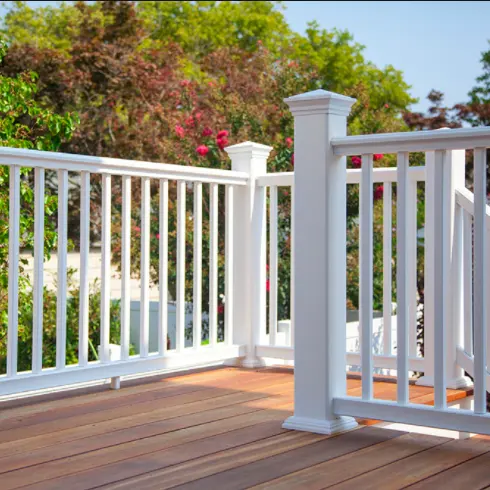 Outdoor Deck Pvc Reling Vinyl Ontwerpen Voor Veranda