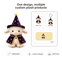 Peluche de mouton agneau d'Halloween personnalisée, jouet en peluche doux, poupée magique sorcière avec chapeau et cape étoilée, décoration, faible MOQ, support OEM ODM