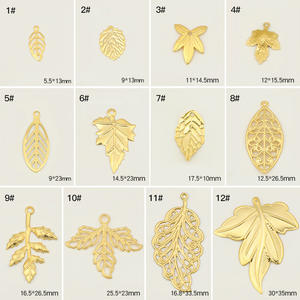 Vintage placcato in oro 18K orecchini gioielli in filigrana metallo foglia ciondolo in ottone cavo foglia Charm per la creazione di gioielli - Product Image 2