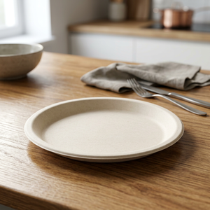 Assiette Ronde Jetable en Bagasse Naturelle de 11 Pouces – Vaisselle Écologique Biodégradable en Fibre de Canne à Sucre Robuste - Product Image 2