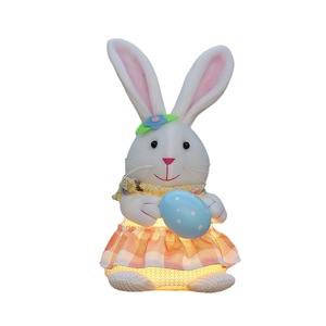 Easter Glowing Bunny Doll Ornament Fabric Rabbit Decoration With Light Up Feature For Easter Gift - Product Image 5