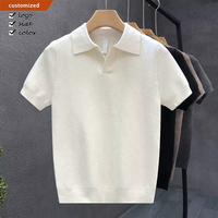Polo en maille jacquard unie à manches courtes, pull oversize en coton pour homme, personnalisable avec logo OEM, idéal pour l'été et le golf