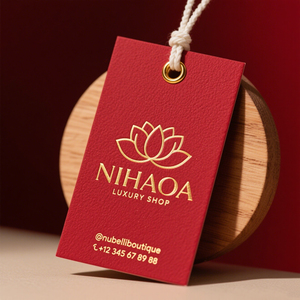 Tùy chỉnh sang trọng thân thiện với môi hot-đóng dấu nhiều lớp in ấn Debossed UV hình chữ nhật dập may treo thẻ cho quần áo mũ - Product Image 1