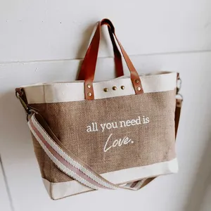 Custom Logo Eco-Friendly Reusable Burlap Grocery Bag Women Shopping Gifts Tote Bag Jute