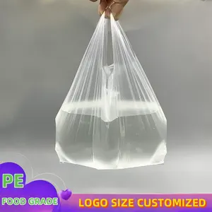 Custom Printed Biodegradable Supermarket Plastic Vest Tshirt Bag Shopping Carry Bags Breakfast Packing Bag