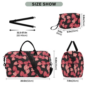 Bolsa de Gimnasio de Diseño con Estampado de Anturio Rojo Hawaiano, MOQ Bajo, Ligera, para Viaje, con Neceser - Product Image 3