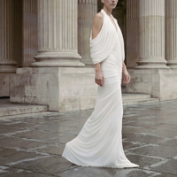 Robe blanche simple personnalisée d'usine pour femmes, robe de soirée longue blanc cassé, robe de soirée élégante blanche
