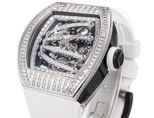 Nouvelle montre mécanique de luxe à tourbillon, très vendue, de haute qualité, avec design entièrement serti de diamants, bracelet en caoutchouc, boîtier en métal, cadran à aiguilles - Product Image 5