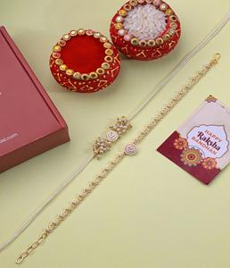 Pulsera de Perlas y Oro al por Mayor Estilo Rakhi con Set a Juego para Raksha Bandhan, Suministro a Granel, Accesorio Hecho a Mano para la Muñeca - Product Image 1