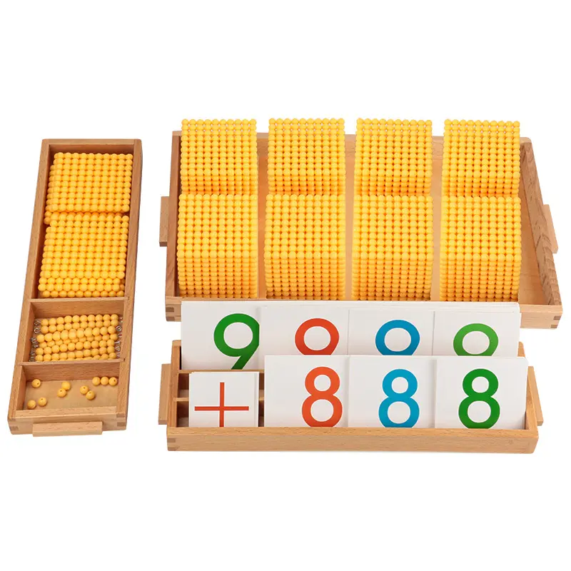 ألعاب خشبية مونتيسوري مجموعة بنك قاعدة عشرية لعبة مدرسة الرياضيات