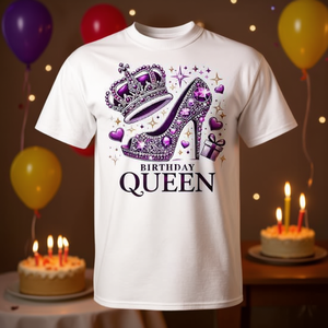 T-shirt avec couronne de reine des anniversaires et talons hauts pour filles, tenue pour fête d'anniversaire - Product Image 3