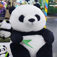 Peluche Panda Brodée Personnalisée 100% Polyester Noir Blanc Panda 18/24 Pouce Cadeau Soulagement du Stress Remplissage PP Coton