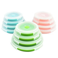 Contenants de stockage alimentaire en silicone pliables, lot de 4, boîte à lunch bento pliable, compatible micro-ondes, gain de place pour la cuisine