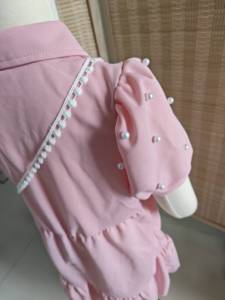 Vestido de Princesa con Mangas Abullonadas de Color Rosa Claro Sólido para Niña, con Bolso de Hombro con Perlas, para Actuaciones - Product Image 5