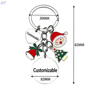 Porte-clés en métal QY avec breloque cloche de Noël et sapin, gravure personnalisée, cadeau de remerciement pour les enseignants - Product Image 2
