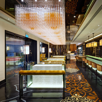 Lustre suspendu moderne sur mesure ANNO en tubes de verre, éclairage LED pour projet de salle de bal d'hôtel