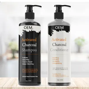 OEM自有品牌黑色活性炭头发洗发水和护发素用于头发护理