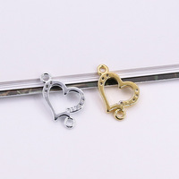 925 argent Sterling double anneau amour bracelet accessoires pendentif micro incrusté de zircon pendentif de connexion en forme de coeur