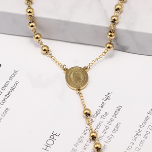 <span class=keywords><strong>Collana</strong></span> <span class=keywords><strong>Rosario</strong></span> Religiosa Maria in <span class=keywords><strong>Acciaio</strong></span> Inossidabile Laminato Oro - Product Image 2