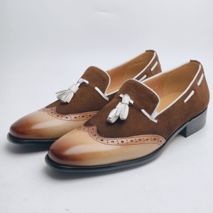 Customized Classic <strong>Brogue</strong> Men's Casual Dress Shoes Breathable Comfort Anti-Slippery Handmade Genuine Cow <strong>Suede</strong> Slip on Office - Product Image 3