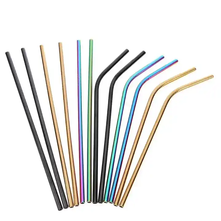 Stainless Steel Metal Straws with Reusable Silicone Tips