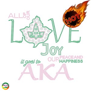 Commercio all'ingrosso rosa e verde AKA Afro Lady strass trasferimento di calore personalizzato Sorority strass ferro su motivo per T-Shirt - Product Image 5