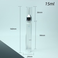 Tube de crème pour les yeux sans air de 15 ml, applicateur en plastique, pompe à vide, emballage cosmétique, stylo pour sérum, OEM