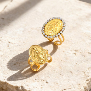Anillos Religiosos Personalizados al por Mayor, de Acero Inoxidable 316L Antideslustre, con Símbolo de Infinito y Diamantes, Anillos Finos de la Virgen María para Mujeres y Hombres - Product Image 2