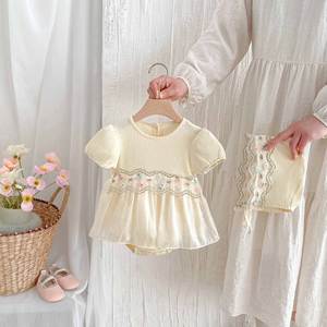 Ins vestiti per bambini estate <span class=keywords><strong>Baby</strong></span> Fanny tailleur bambina tutina gonna principessa luna piena cento giorni pagliaccetto sottile - Product Image 3