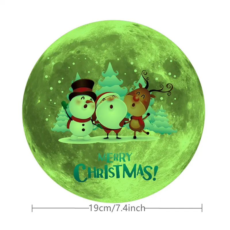 Glow in The Dark Wall Stickers Merry Christmas Decor Luminous Fluorescent Moon Decals Sticker Paper Home Kids Room Decoration