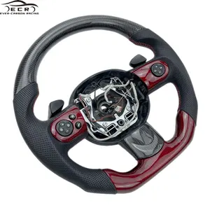 Roda kemudi Ever-carbon Fiber balap ECR kustom pribadi kulit berlubang merah untuk Mini Cooper S R56 kotak karton olahraga