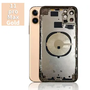 Boîtier pour Iphone 11 11pro 11 Pro Max, couvercle de batterie en verre arrière avec plateau de carte, cadre central, remplacement de la couverture arrière du téléphone