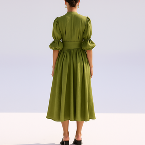 Robes mi-longues personnalisées en lin de coton de haute qualité pour femmes élégantes - Product Image 2