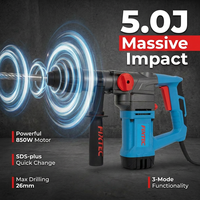 Marteau perforateur rotatif filaire SDS Plus 3 modes 850W 26mm haute puissance 5J pour la construction en béton - En stock