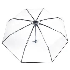 Transparente homem mulher windproof impermeável e chuva dupla, finalidade grande automático punho longo guarda-chuvas/