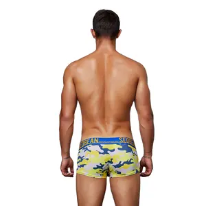 Nuevo Material de algodón Spandex Hombres Ropa interior Elástico Hombre Camuflaje Calzoncillos Boxer