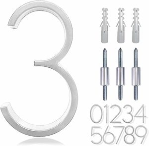 Número de casa flotante plateado de aleación de Zinc de 5 ", números de casa modernos de Metal, letrero de número de buzón de puerta de jardín con kit de clavos - Product Image 4