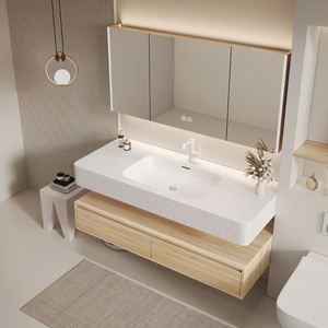 Mueble de Baño Moderno y Sencillo de Alta Gama con Espejo Rectangular - Product Image 1