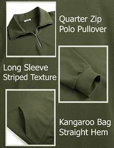 Half <b>Zip</b> Sweatshirt Men's <b>Quarter</b> <b>Zip</b> up Pullover Long Sleeve Polo Sweatshirt Slim Fit Mock Neck <b>Sweaters</b> with Pocket for Men - Product Image 4