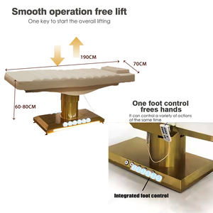 電動フェイシャルベッド プロフェッショナル仕様 ラグジュアリー ステンレススチール ゴールド 3モーター搭載 スパ サロンベッド コスメティック マッサージテーブル ビューティーベッド - Product Image 3