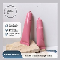 Tube souple de 10 ml pour rouge à lèvres, gloss, laque à lèvres, crème pour les yeux, en poudre de pâte de haricot, rose, vide, en PE, pour sous-conditionnement et échantillon