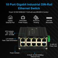 Switch Ethernet Gigabit Industrial de 10 Puertos, -40 ° C a 80 ° C, 12-48 VCC, Solo Datos, Diseño Compacto para Redes PLC/HMI, Alta Densidad