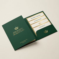 Carpeta de Negocios Inmobiliarios de Lujo, Personalizada con Logotipo en Lámina Dorada, A4 Premium, Funda de Presentación para Anuncios Inmobiliarios, Agente Inmobiliario