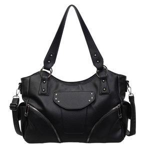 Sac à bandoulière grande capacité pour femme, couleur unie, fermeture éclair, style coréen, portable, haut de gamme, pour le commerce transfrontalier - Product Image 4