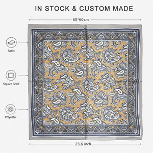 <span class=keywords><strong>Bandana</strong></span> in Raso all'Ingrosso 60x60cm, Foulard Quadrato Piccolo da Donna, Accessorio Moda per Collo, <span class=keywords><strong>Capelli</strong></span> e Borsa, Pronta Consegna, Personalizzabile OEM ODM 1071A - Product Image 3